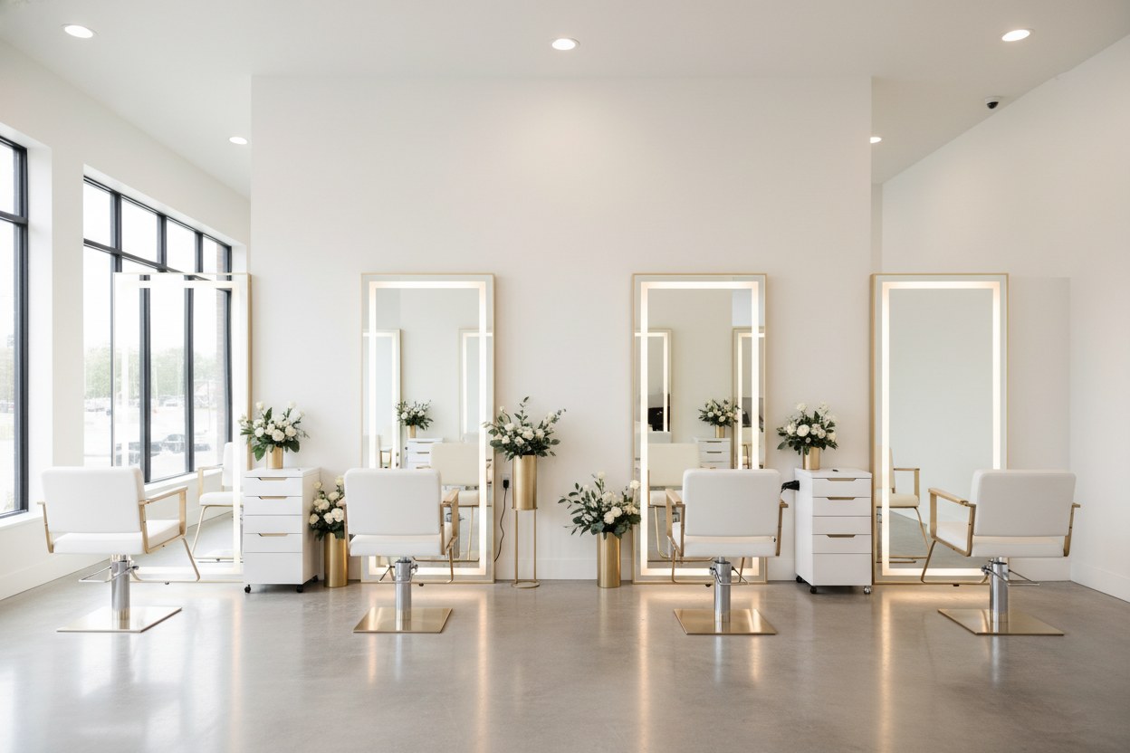 White Salon — aydınlık ve ferah çalışma alanı