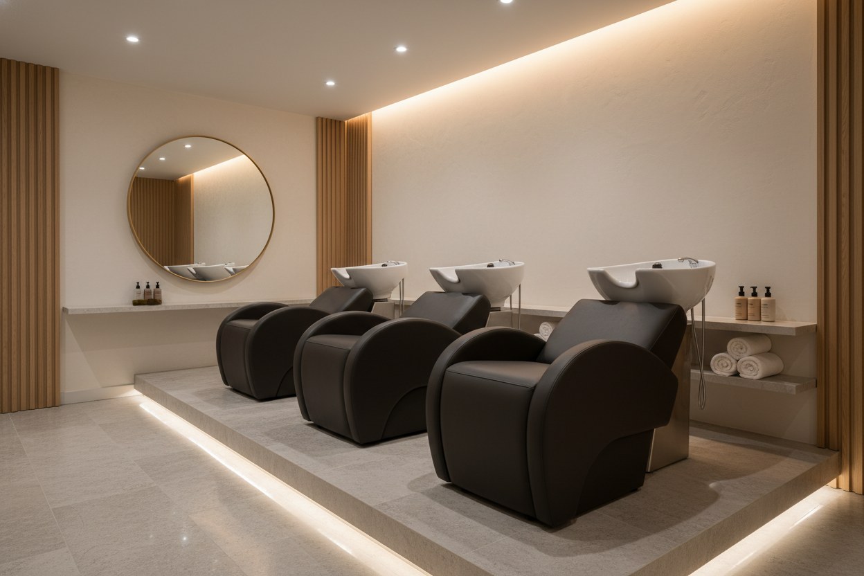 White Salon — profesyonel saç yıkama alanı